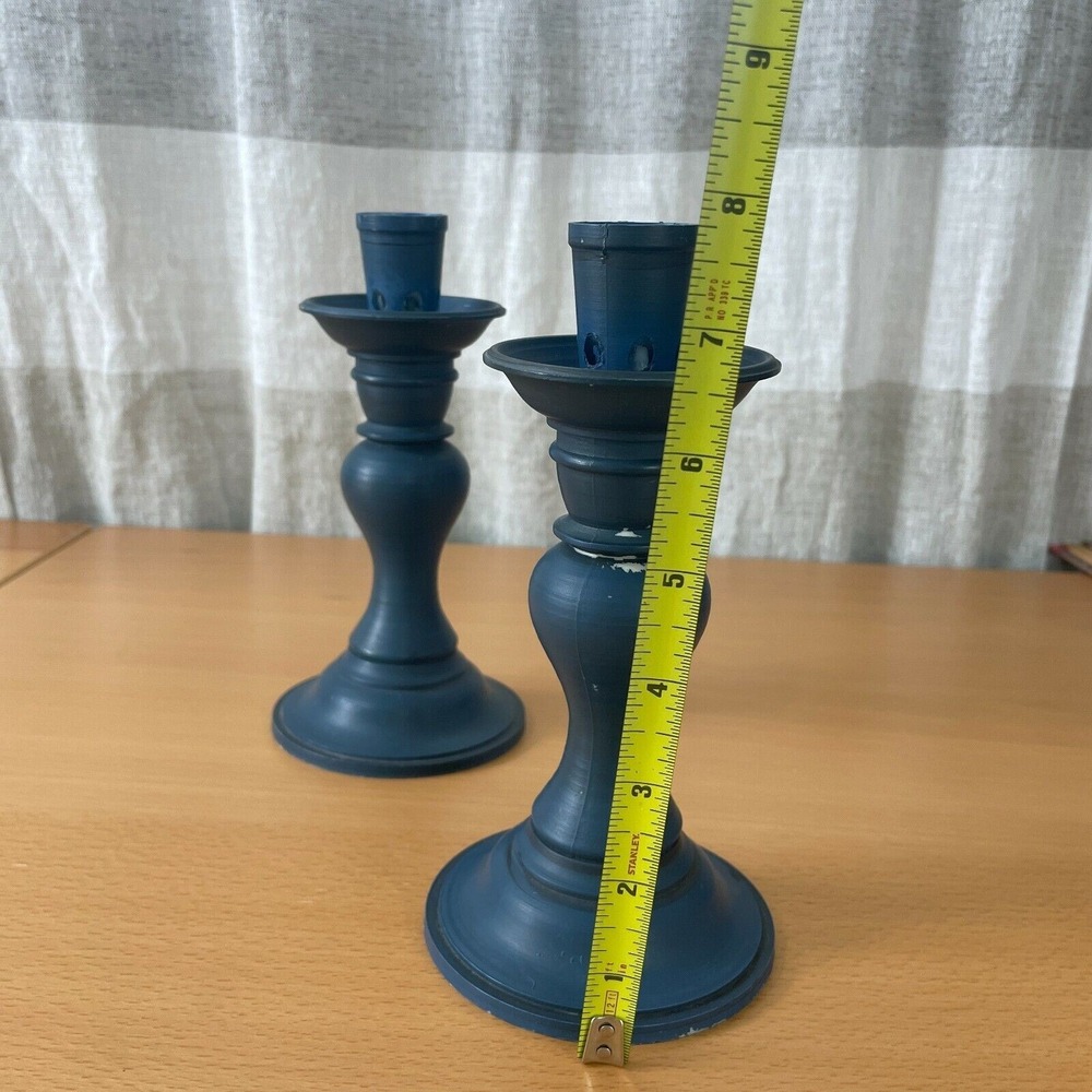 Vintage‎ 1965 Deldan Design Blue Candlestick Holders made in ITALY Neutral Retro - Picture 3 of 9